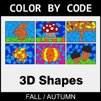Fall: 3D Shapes - Coloring Worksheets | Color by Code