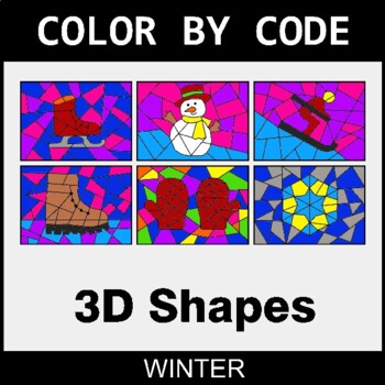 Winter: 3D Shapes - Coloring Worksheets | Color by Code