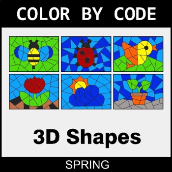 Spring: 3D Shapes - Coloring Worksheets | Color by Code