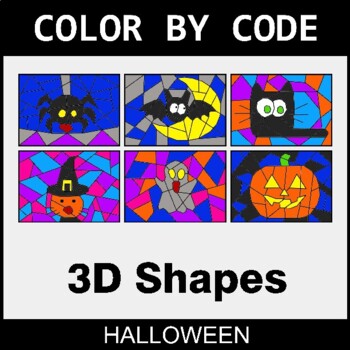 Halloween: 3D Shapes - Coloring Worksheets | Color by Code
