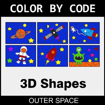 3D Shapes - Coloring Worksheets | Color by Code