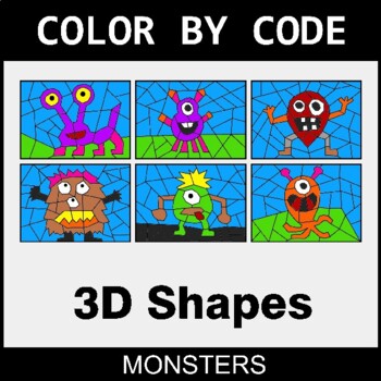 3D Shapes - Coloring Worksheets | Color by Code