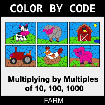 Multiplying by Multiples of 10, 100, 1000 - Coloring Worksheets | Color by Code