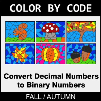 Fall: Binary Numbers - Coloring Worksheets | Color by Code