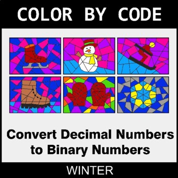 Winter: Binary Numbers - Coloring Worksheets | Color by Code