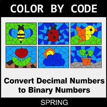 Spring: Binary Numbers - Coloring Worksheets | Color by Code