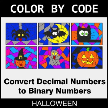 Halloween: Binary Numbers - Coloring Worksheets | Color by Code