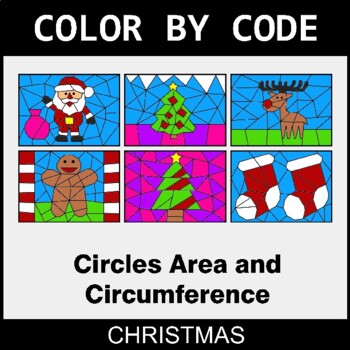 Christmas: Circles Area & Circumference - Coloring Worksheets | Color by Code