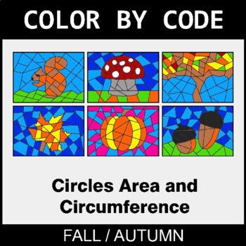 Fall: Circles Area & Circumference - Coloring Worksheets | Color by Code