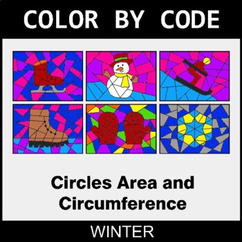 Winter: Circles Area & Circumference - Coloring Worksheets | Color by Code