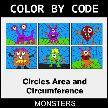 Circles Area & Circumference - Coloring Worksheets | Color by Code
