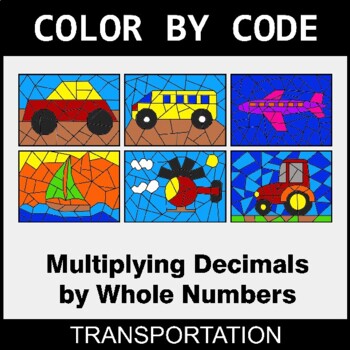 Multiplying Decimals by Whole Numbers - Coloring Worksheets | Color by Code