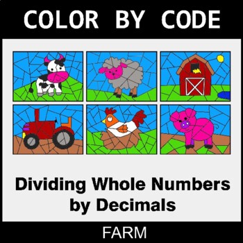 Dividing Whole Numbers by Decimals - Coloring Worksheets | Color by Code