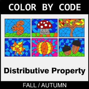 Fall: Distributive Property - Coloring Worksheets | Color by Code