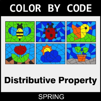 Spring: Distributive Property - Coloring Worksheets | Color by Code
