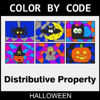 Halloween: Distributive Property - Coloring Worksheets | Color by Code