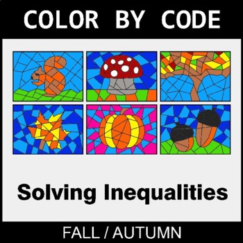 Fall: Solving Inequalities with Addition & Subtraction - Coloring Worksheets