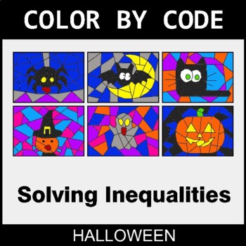 Halloween: Solving Inequalities with Addition & Subtraction - Coloring Pages