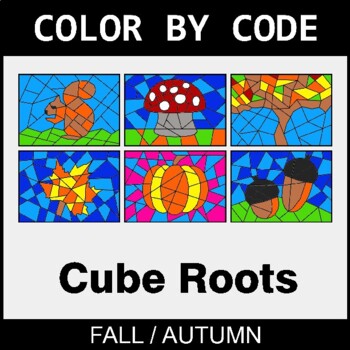 Fall: Cube Roots - Coloring Worksheets | Color by Code