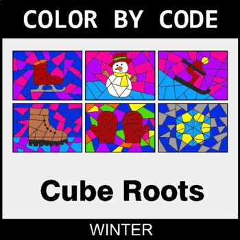 Winter: Cube Roots - Coloring Worksheets | Color by Code