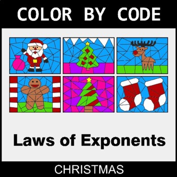 Christmas: Laws of Exponents - Coloring Worksheets | Color by Code