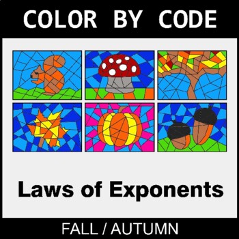 Fall: Laws of Exponents - Coloring Worksheets | Color by Code