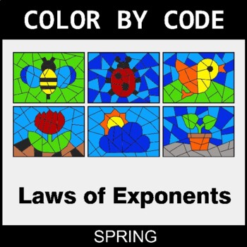 Spring: Laws of Exponents - Coloring Worksheets | Color by Code