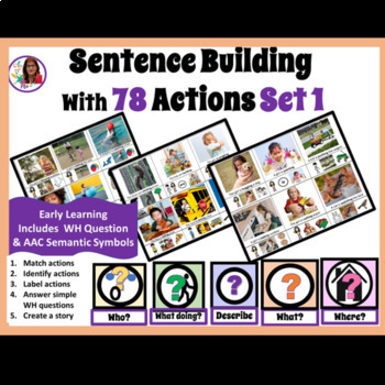 Preview of 78 Action Verb Photo Cards with AAC