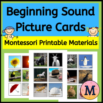 Preview of 78 Beginning Sound Picture Cards - Small - Montessori Literacy Center Activity