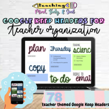 Preview of 78 Google Keep Headers for Teacher Organization 