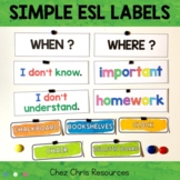78 Simple ESL Labels: Classroom English, Classroom Labels,