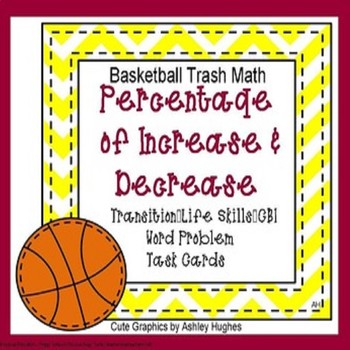 Preview of 7.RP.A.3 Percentage Increase/Decrease Trashketball   Task Cards Game