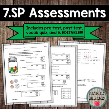 Preview of 7.SP CCSS (Statistics & Probability Assessments) EDITABLE