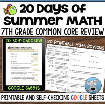 Preview of 7TH GRADE MATH REVIEW - SUMMER MATH DIGITAL AND PRINTABLE