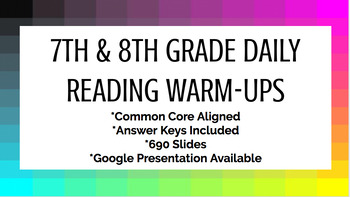 Preview of 7th & 8th Grade Daily Reading Warm-Ups (Common Core Aligned)
