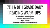7th & 8th Grade Daily Reading Warm-Ups (Common Core Aligned)