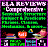 7th - 8th Grade ELA Reviews. Comprehensive Grammar Practic