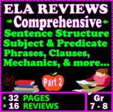 7th & 8th Grade ELA Reviews. Comprehensive Grammar Practic