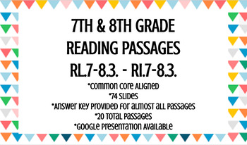 Preview of 7th & 8th Grade Reading Passages - RL.7.3./RI.7.3. - RL.8.3./RI.8.3.