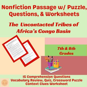 Preview of 7th & 8th Nonfiction Reading Comprehension w/ Questions: The Congo Hidden Tribes