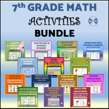 Preview of 7th GRADE Math Activities Growing Bundle