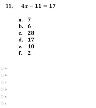 Preview of 7th GRD Google Form #12 - Two Step Algebraic Equations Positive Numbers ONLY