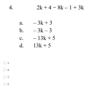 Preview of 7th GRD - Google Form #4 - Combining Like Terms - Level 1, Level 2, and Level 3