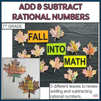 Preview of 7th Grade Add and Subtract Rational Numbers Activity, Fall Leaf Craftivity