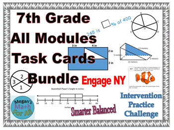Preview of 7th Grade All Engage NY Module Task Cards Bundle - Editable-SBAC