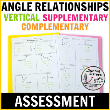 Preview of 7th Grade Angle Relationships Assessment Complementary Supplementary Vertical
