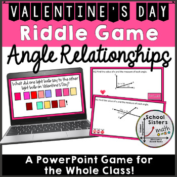 Preview of 7th Grade Angles Valentine's Day Game Complementary Supplementary Vertical