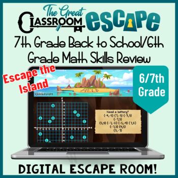 Preview of 7th Grade Back To School Math Activity Escape Room Review of 6th Grade Skills