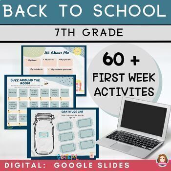 Preview of 7th Grade Back to School Activities | All About Me | First Day Worksheets | SEL