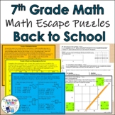 Middle School Math Back to School Escape Puzzles - Grade 7